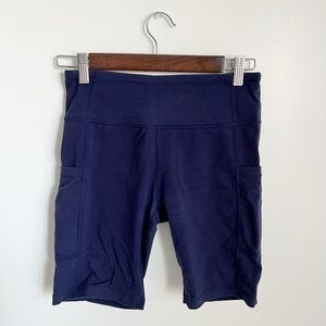 Navy Women's Pocket Bike Workout Shorts